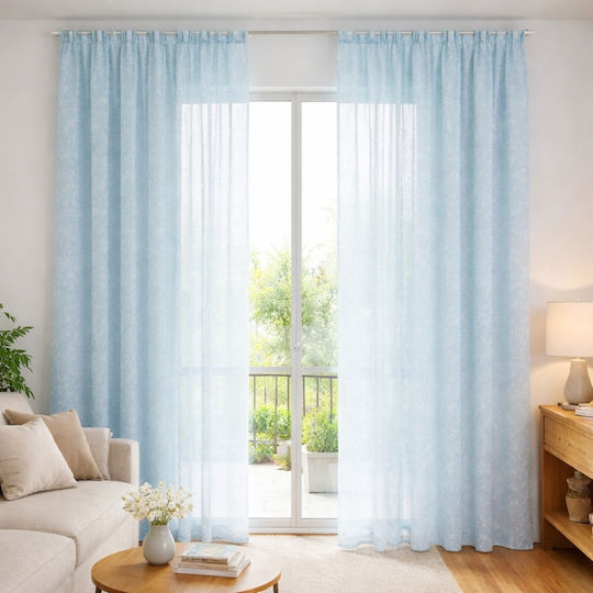 My Home Luxury Curtain with Pencil Pleat Light Blue 280x270cm