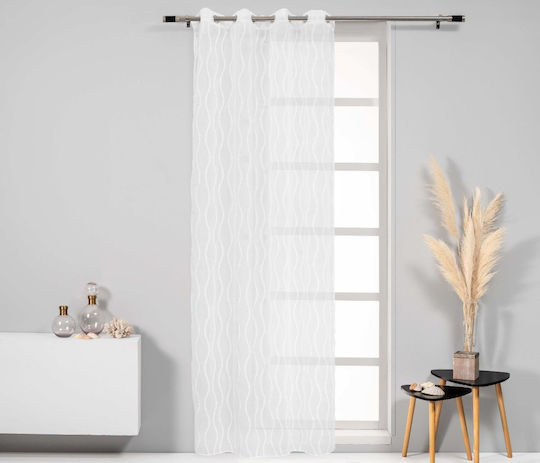 Easy Home Κουρτίνα με Τρουκς Tres Λευκή 140x260εκ.
