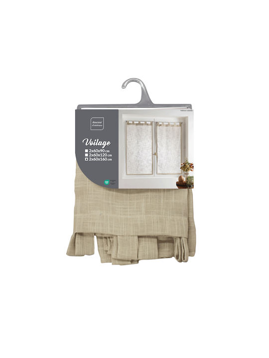 Douceur d'Intérieur Haltona Brown Window Curtain Set with Pencil Pleat 60x160cm