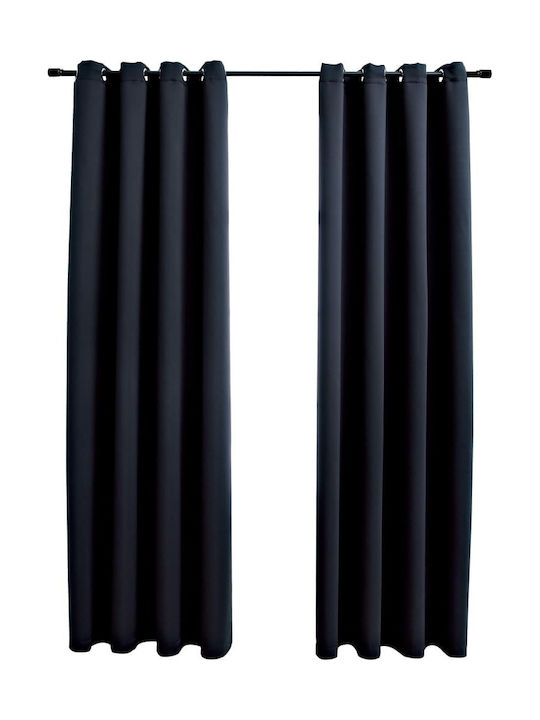vidaXL Set Blackout Curtains with Black Grommets 140x175cm