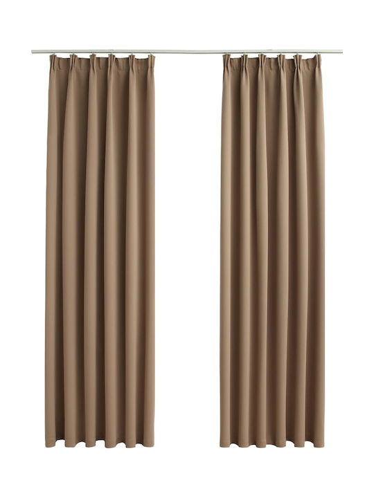 vidaXL Set Blackout Curtains With Pencil Pleat Taupe 140x225cm
