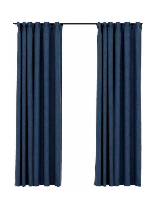 vidaXL Set Of Blue Blackout Curtains With Pencil Pleat 140x225cm