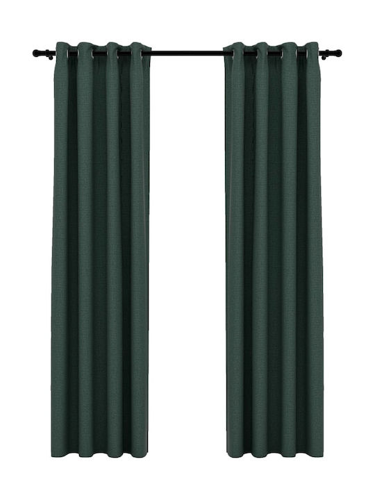 vidaXL Set Perdele Opace cu Capse Verde 140x225 cm