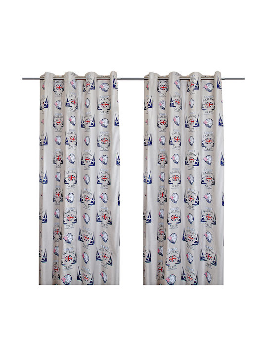Mc Decor Κουρτίνα με Τρουκς Sailing Club Μπεζ 140x280εκ.