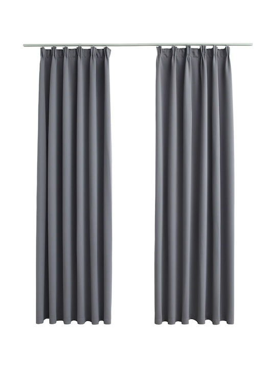 vidaXL Set Vorhänge Verdunkelung mit Bleistiftfalten Grau 140x225cm