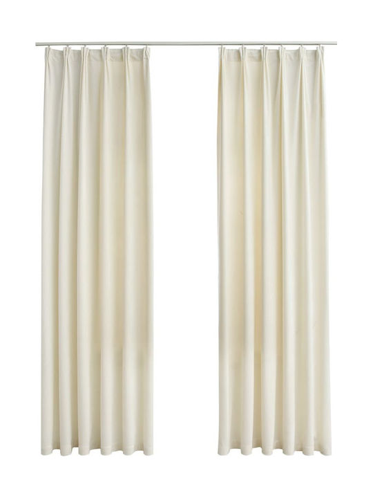 vidaXL Set Blackout Curtains With Pencil Pleat Cream 140x245 cm