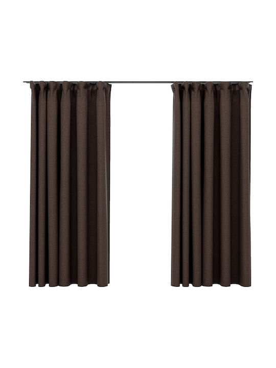 vidaXL Set Of Blackout Curtains With Pencil Pleat Taupe 140x175cm