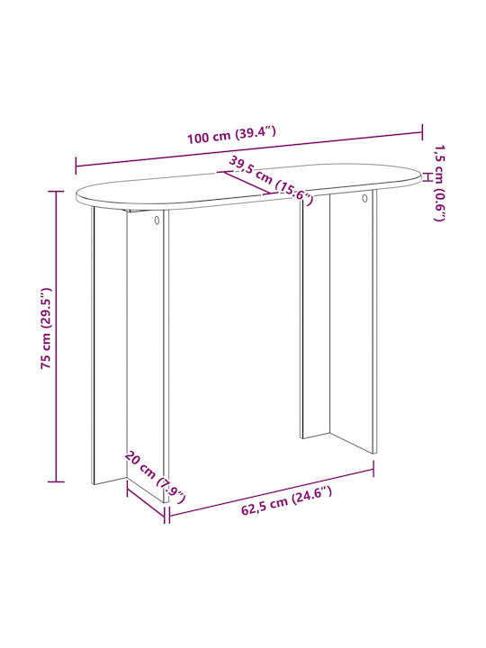 vidaXL Konsolentisch Aus Holz Sonoma Eiche M100xB39,5xH75cm