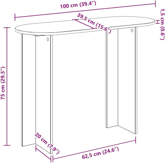 Consolă Din Lemn Stejar Sonoma M100xL39.5xÎ75cm