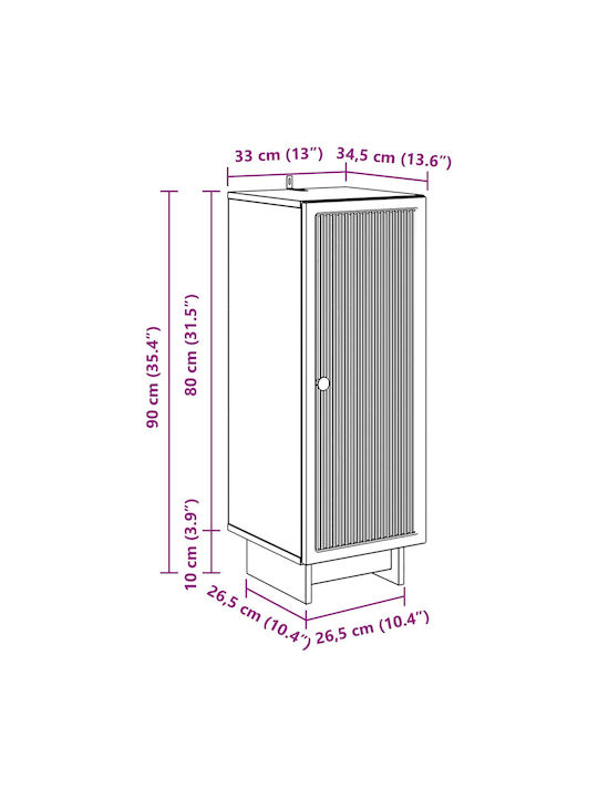 Επιδαπέδιο Ντουλάπι Γκρι 33x34.5x90εκ.