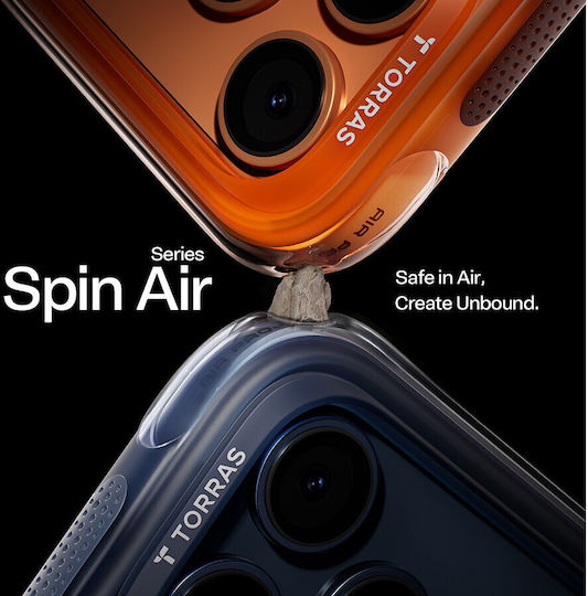 Torras Ostand Spin Umschlag Rückseite Silikon Blau (iPhone 17 Pro Max)