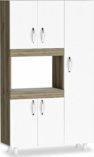 Επιδαπέδιο Ντουλάπι Defne 89x37.5x160cm Λευκό - Καρυδί Επιδαπέδιο Ντουλάπι Defne 89x37.5x160cm Λευκό - Καρυδί