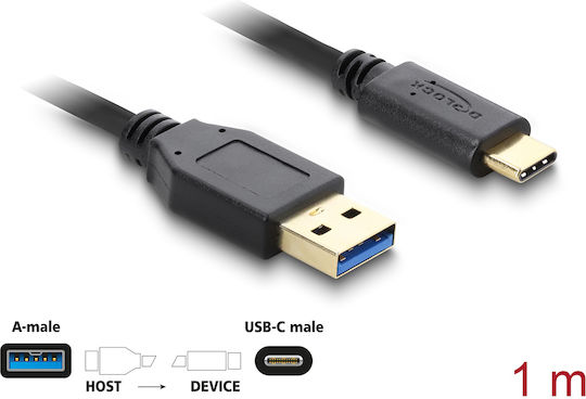 DeLock 83870 USB 3.2 Cable USB-C male - USB-A Μαύρο 1m 83870