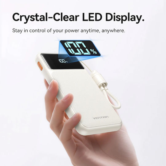 Vention XGY39 Power Bank 10000mAh 22.5W With USB-A Output Port And USB-C Output Port Power Delivery Quick Charge Blue