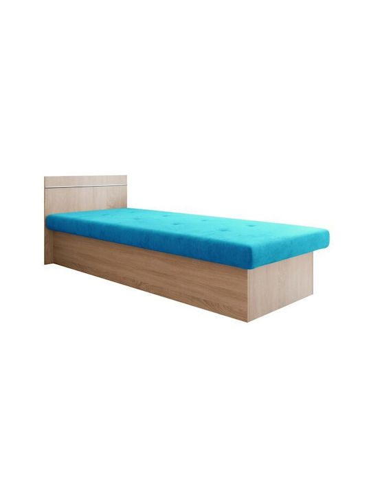 Dover 101 Bett Einzel Holz Türkis mit Matratze 80x190cm