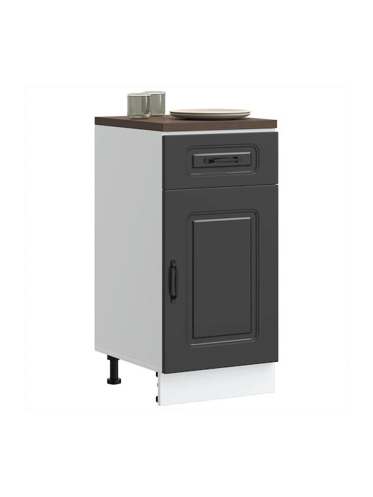 Kalmar Black Processed Wood Kitchen Base Cabinet Black 40 X 46 X 81.5 Cm