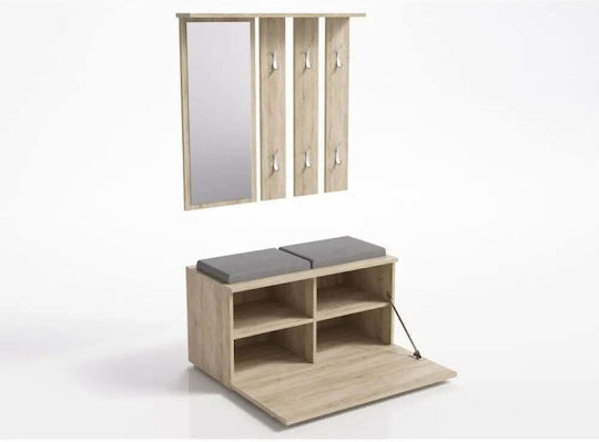 Антре с Огледало / Закачалка / Шкаф за обувки & Пейка Сонома 85x45x35бр