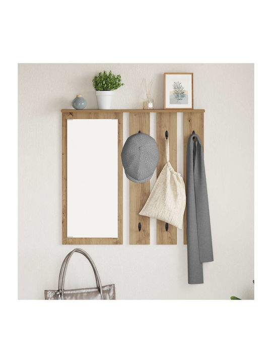 Eingangsmöbel mit Spiegel & Garderobe Coffee 84x10x80cm