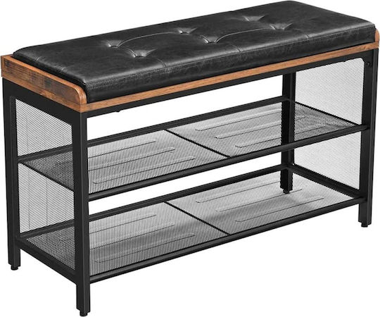 Entry Furniture with Shoe Rack & Bench Black / Brown 80x30x48cm