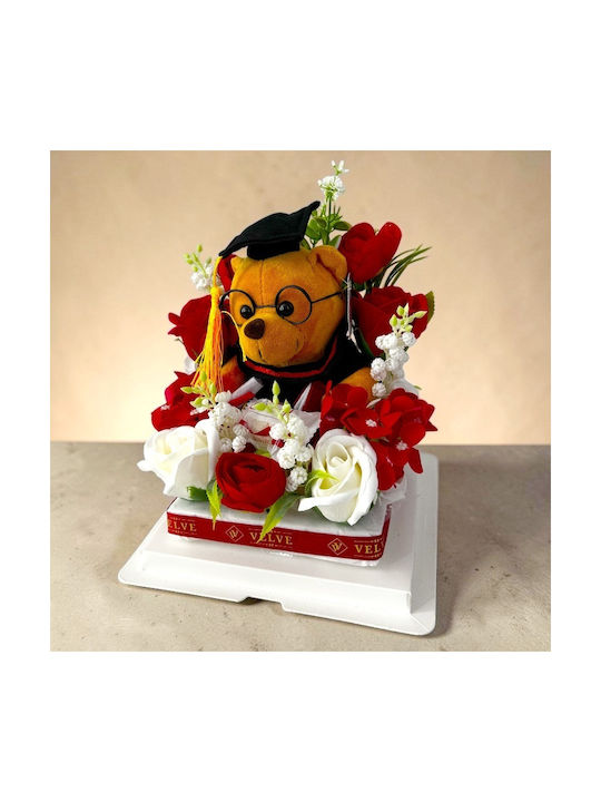 Graduation Arrangement Graduate 2026 Plush Teddy Bear Soap Roses Hydrangeas Raffaello Praline
