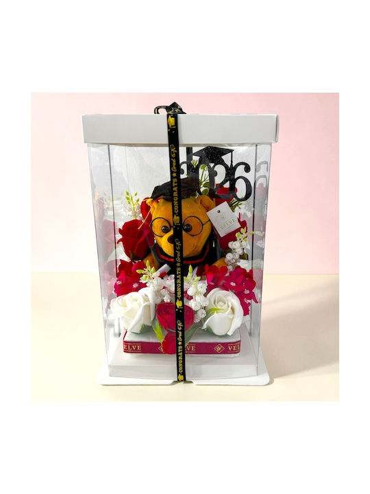 Graduation Arrangement Graduate 2026 Plush Teddy Bear Soap Roses Hydrangeas Raffaello Praline
