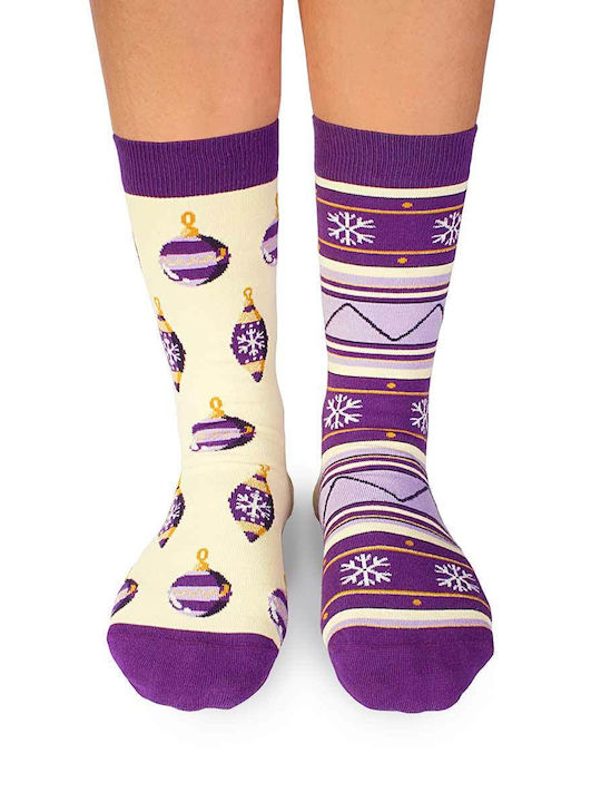 Pirin Hill Arty Weihnachtssocken Creme Lila