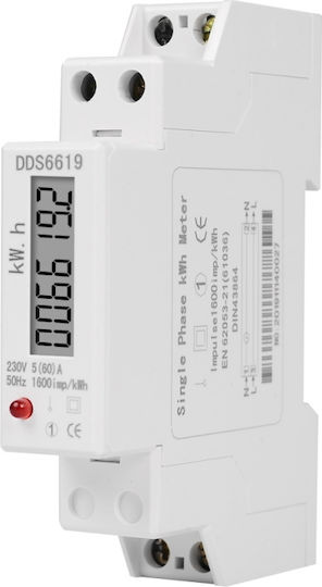 Contor Monofazat de Energie Electrică Sinotimer 230v Ac 50hz 5 60 A Afișaj Digital Led Dds6619-002