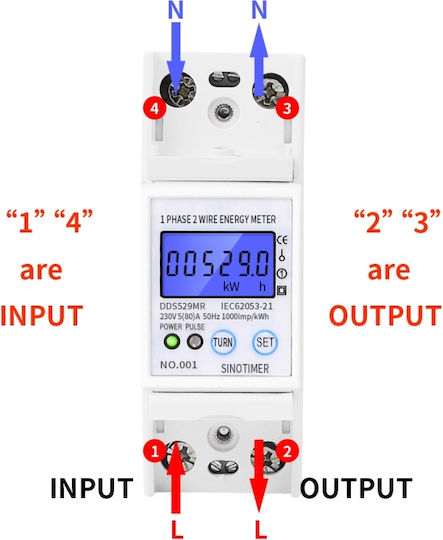 Einsphasen Elektrischer Energiezähler Sinotimer 230v Ac 50hz 5 80 A Beleuchtetes Led Digitalanzeige Dds529mr