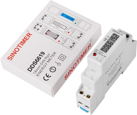 Contor Monofazat de Energie Electrică Sinotimer 230v Ac 50hz 5 60 A Afișaj Digital Led Dds6619-002