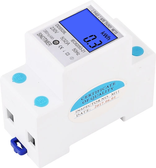 Contor Monofazat de Energie Electrică Sinotimer 230v Ac 50hz 5 32 A Afișaj Digital cu Led Iluminat Dds528l