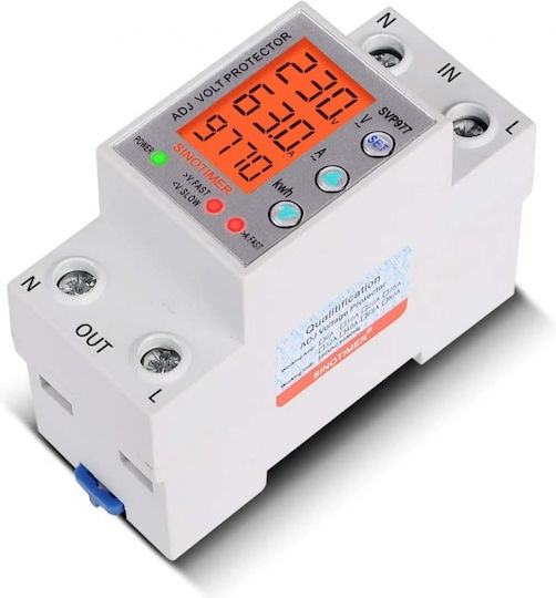 Digital Safety Relay Voltage Protection Sinotimer Programmable Between 1-63a 220v Automatic Recovery Svp-977