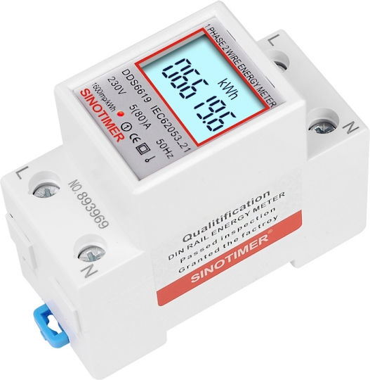 Contor Monofazat de Energie Electrică Sinotimer 230v Ac 50hz 5 80 A Afișaj Digital Iluminat Led Dds6619-006