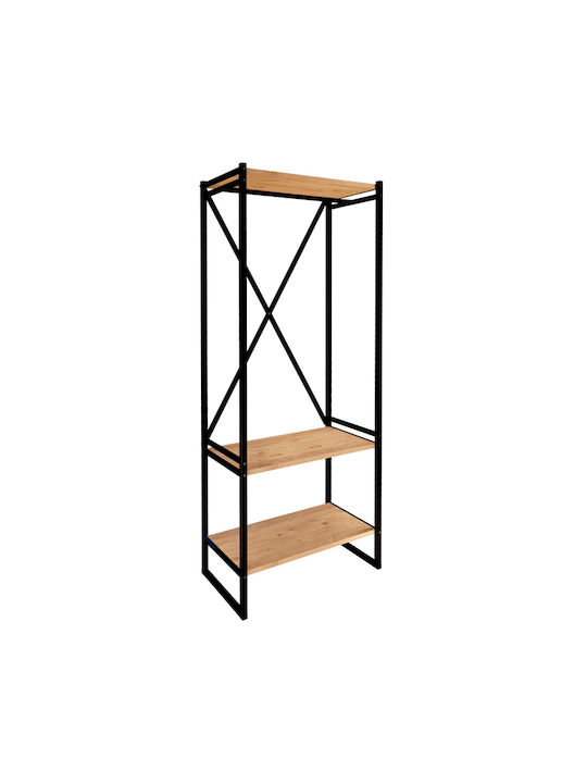 Zula Entry Furniture with Hanger & Shoe Rack Black / Pine Oak 66x30x160cm