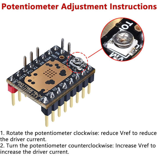 Kingprint Tmc2209 V1.2 Driver Motor Pași 2.8a Peak Ultra-silențios Stealthchop2 Uart/step-dir 1/256 Microstep Compatibil Skr V1.3/pro Imprimante 3D Fdm