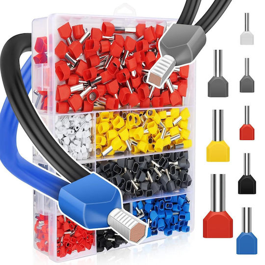 Set Terminale Duble Pin Onuvio 750 Bucăți Dublu Feroane Te 0.5–10mm² Awg 22–8 Sertizare Cabluri Electrice Organizator Inclus