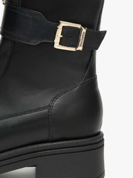 Leder Damen Stiefeletten Ankle Boots Schwarz