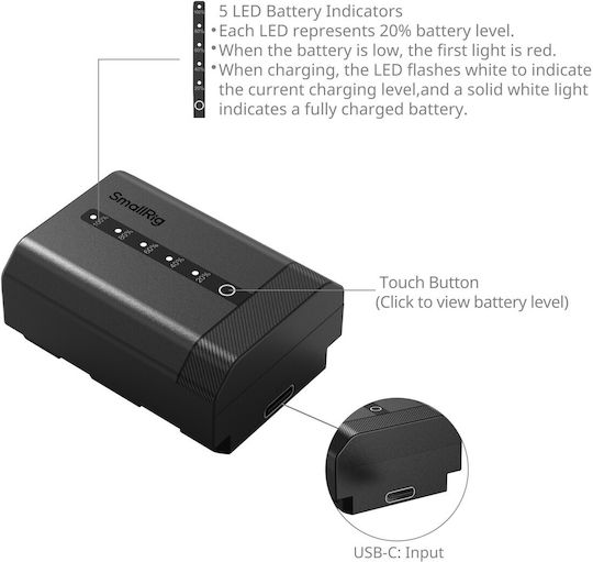 Smallrig 5297 Μπαταρία Sony Np-fz100 2600mah Usb-c