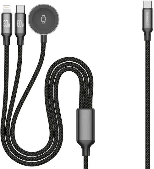 Jellico Mehrere Anschlusskabel B25 3in1 Apple Watch 3.1a 1,2 m Schwarzes
