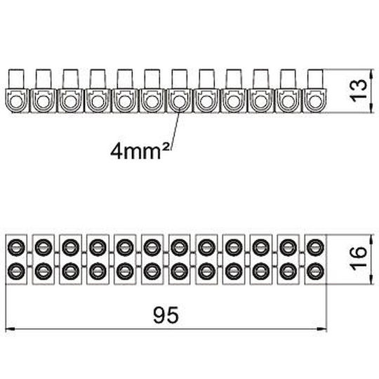 Клипс Винт 12 Полюса Бял Тип 72 Ce Ws Orlk 4 Кабела 1-4mm² 32a 450v