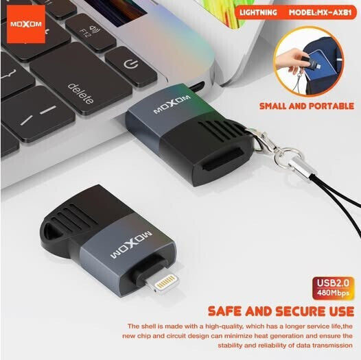 Moxom Кард Рийдър Lightning / USB 2.0