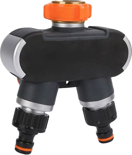 Adaptor Robinet 2 Căi Zola Control Flux Irigare Grădină Conector 3/4" Negru Portocaliu