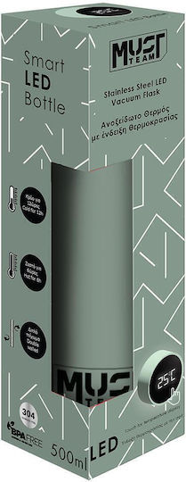 Θερμος 500ml Ανοξειδωτο Led 6,5χ22,5εκ Must Team Χακι