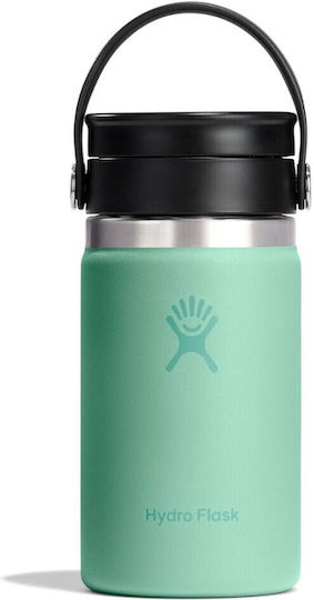 Hydro Flask Mouth Flex Sip Deckel Thermosflasche Rostfreier Stahl 354ml Meergrün mit Handgriff und Stroh