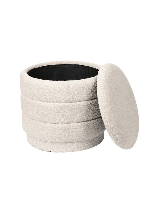 Pakketo Hocker Für Das Wohnzimmer Mit Stauraum Ecru Stoff 41x41x38,5cm