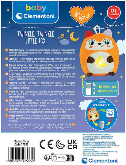 Baby Clementoni Baby Sleep Comforter Twinkle Twinkle Little Fox Fabric with Lights and Sounds for Newborns