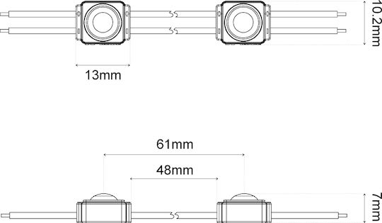 Мини Модул 1l 2835led Ip65 0.24w 130x160d Бял 12vdc 8000k-10000k