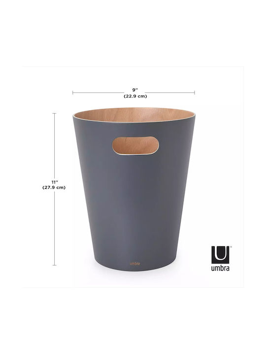 Umbra Woodrow Office Wooden Waste Bin 7.5lt Gray 23x22.9x28cm