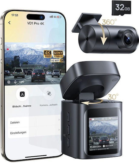 Baseus PrimeTrip VD1 Pro Autodigitale Videorekorder Set 4K Mit Bildschirm WLAN GPS und Rückfahrkamera
