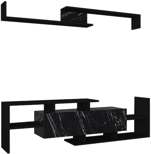 Wohnzimmer TV-Einheit Dream Schwarz L154xB25xH170cm Wohnzimmer TV-Einheit Dream Schwarz L154xB25xH170cm