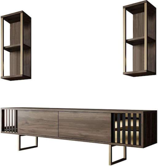 Unitate TV pentru sufragerie Gold Line Walnut-black L180xA30xÎ48cm
